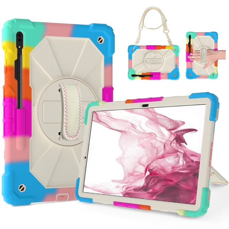 Kids 360 Degree Rotating Stand With Handle Tablet Case For Samsung Galaxy Tab S8 Plus S7 Plus S7FE X800/X806 T970 T975