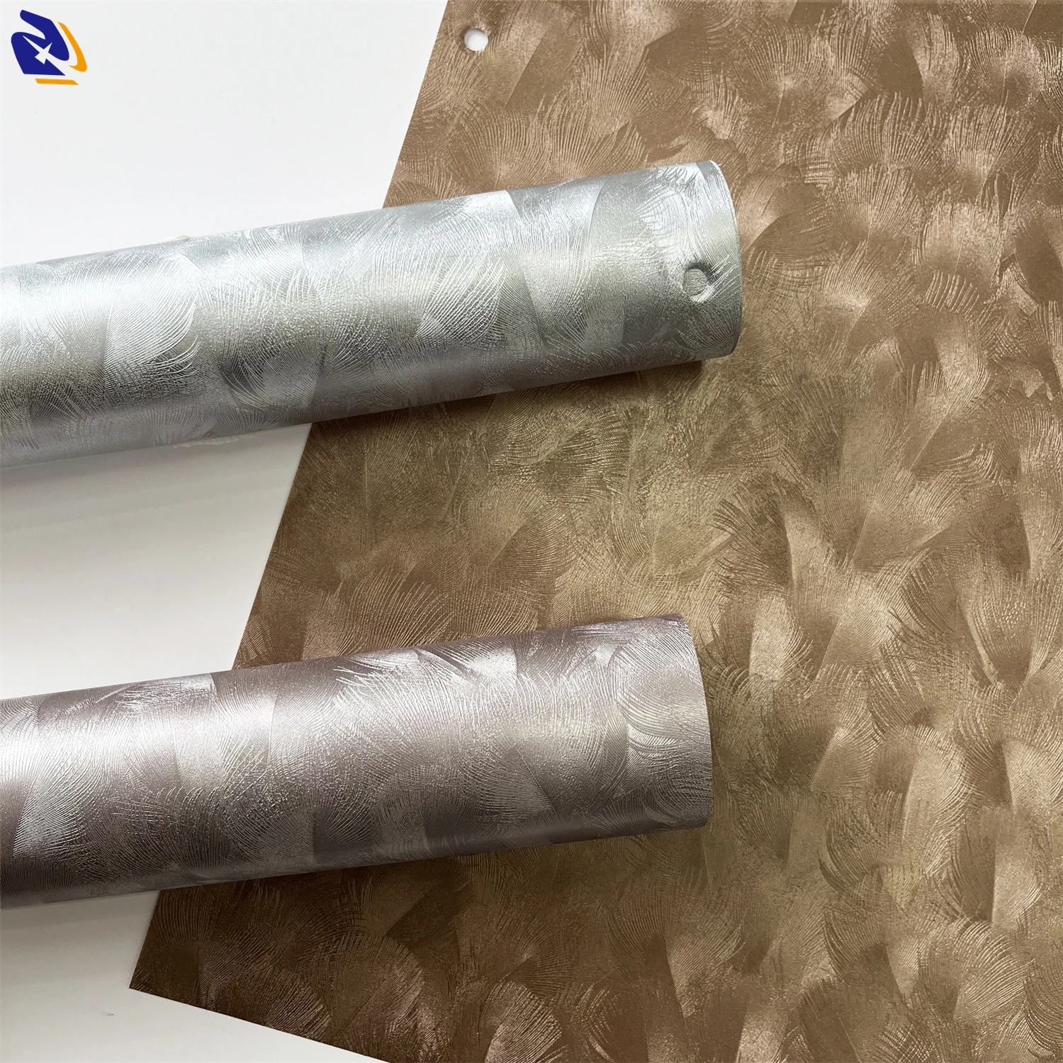 Metallic Feather Not Self-Adhesive PVC Decorative Film For  Wall Panel Embossed Golden Effect PVC Sheet For Interior Decor