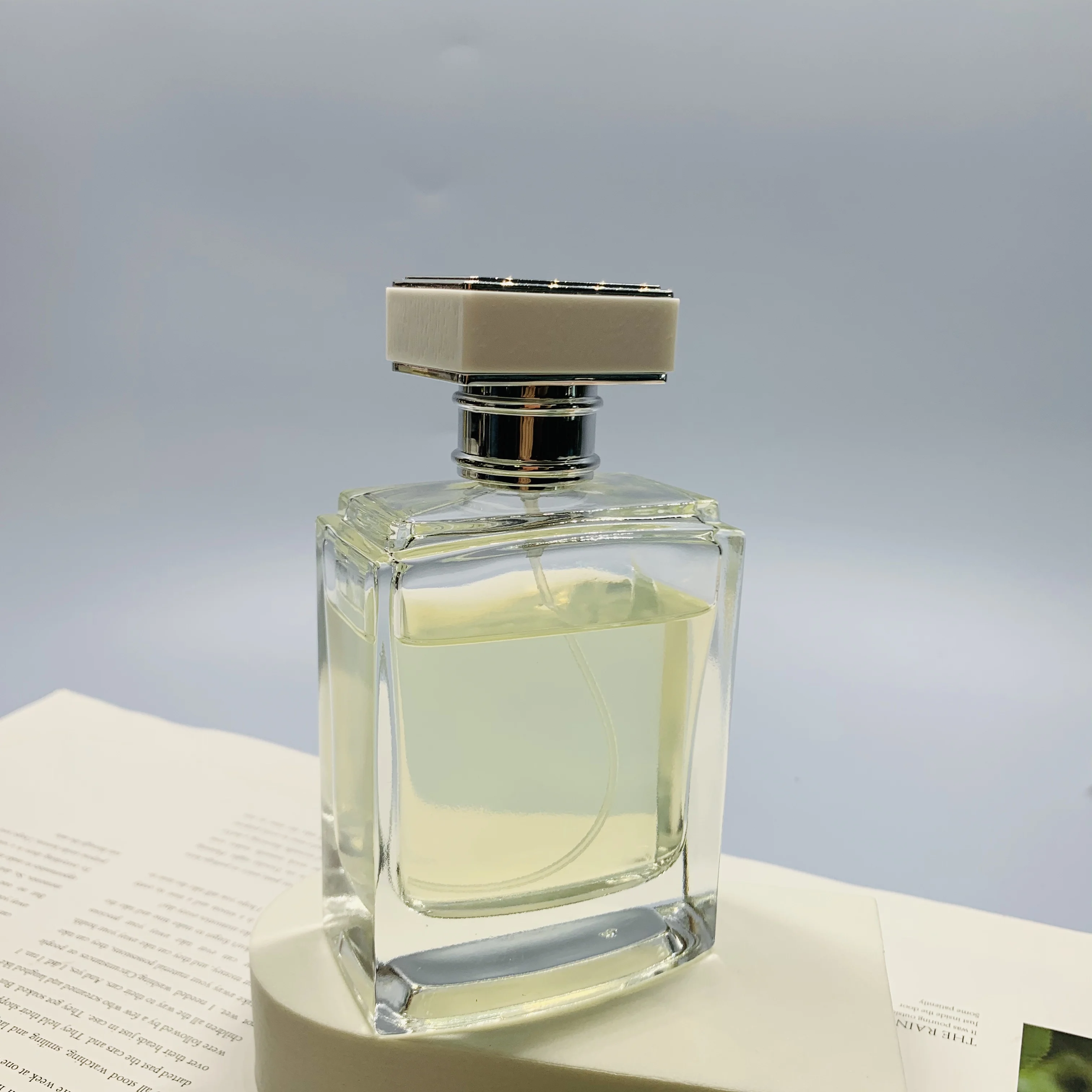 Empty Square Mens Clear Perfume Crimp Neck Glass Pump Sprayer Bottle 100Ml 100 Ml