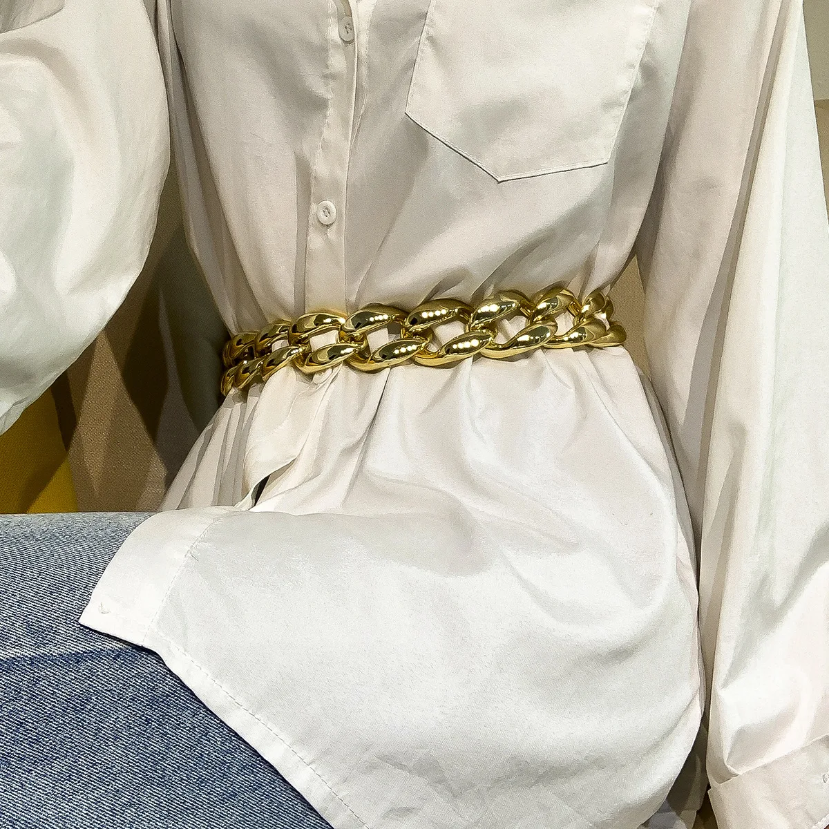 Персонализированные в стиле панк, в стиле «хип-хоп» для женщин и девочек, ювелирное изделие для тела, аксессуары платье живота цепочка с крупными звеньями кубинской цепочка на не сужающемся книзу массивном цепочка на талию