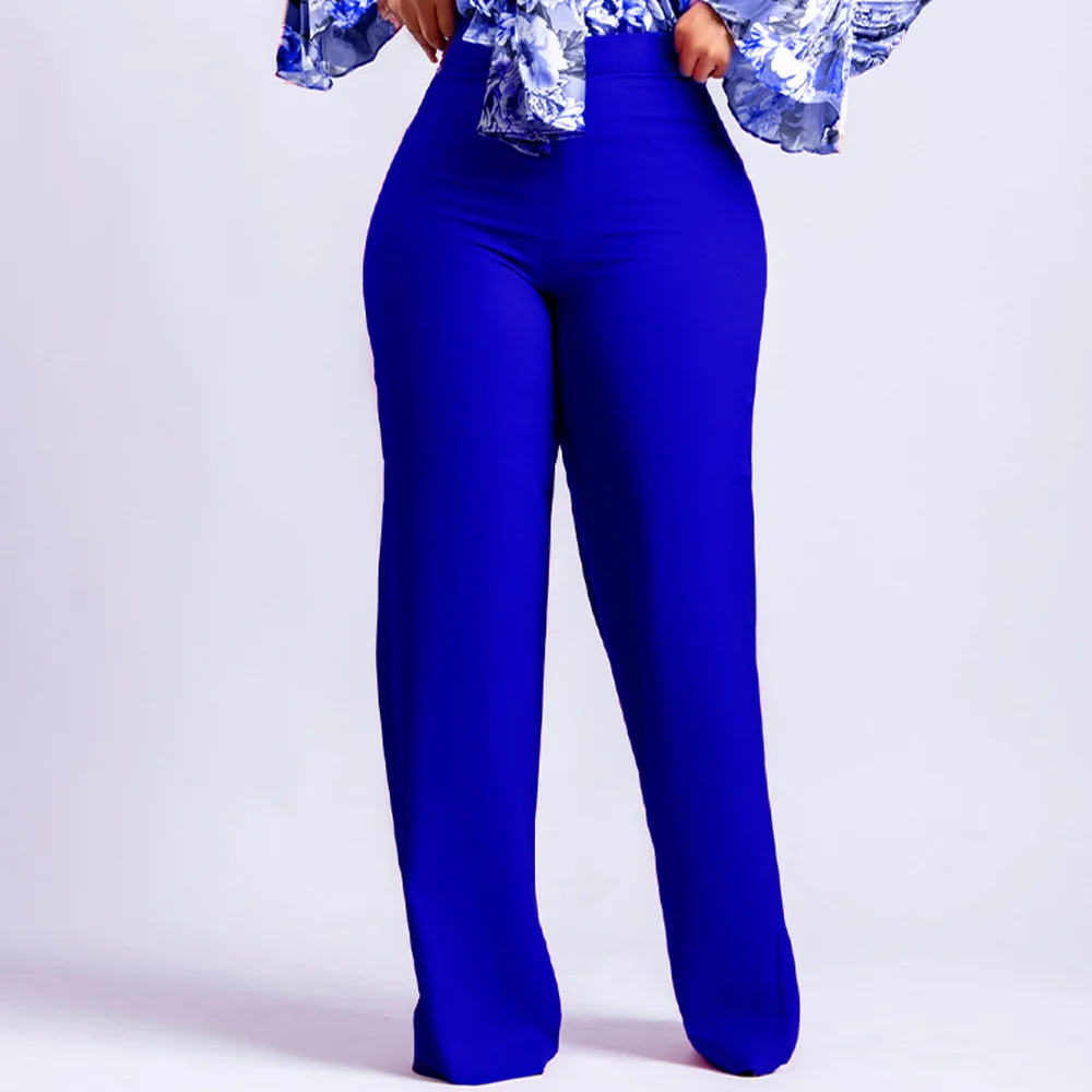 GX359 Wholesale Print High Waist Casual Women Plus Size Wide Leg Pants