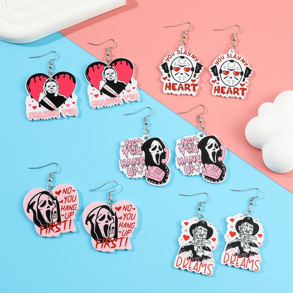 Wholesale Horror Movie Character Earring Cosplay Accessories Horror Style Acrylic Ear Clip For Friends Gifts