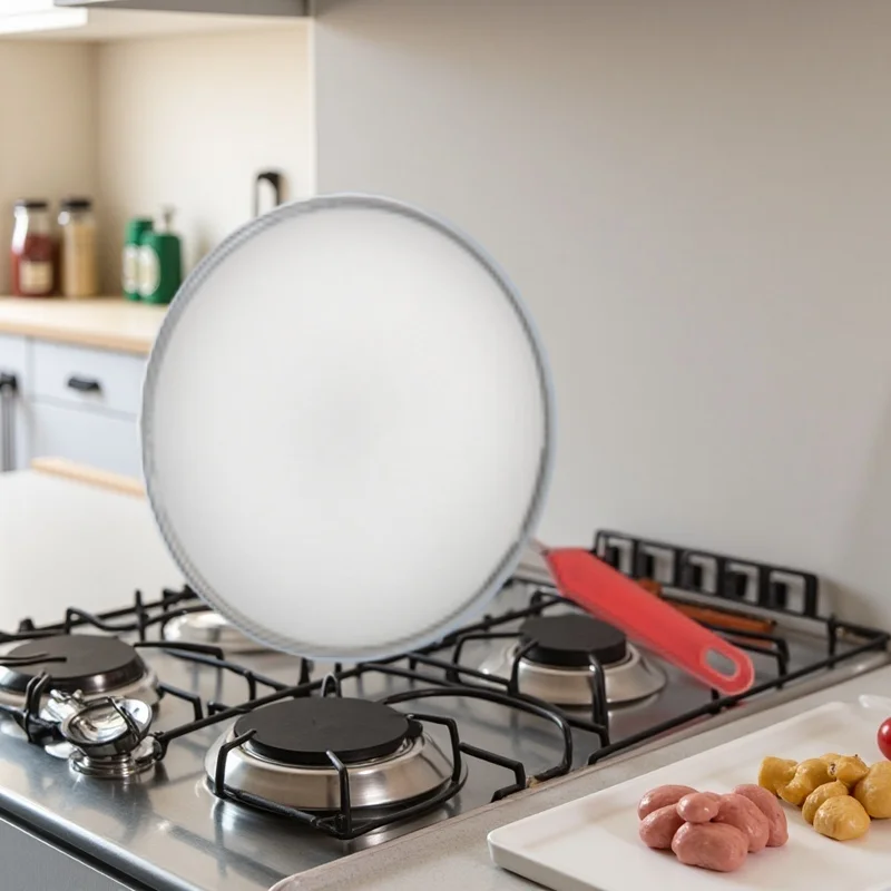 Stainless Steel Splash Guard with Handle - Grease Splatter Screen Fry Cover Oil Prevention Lid for Cooking
