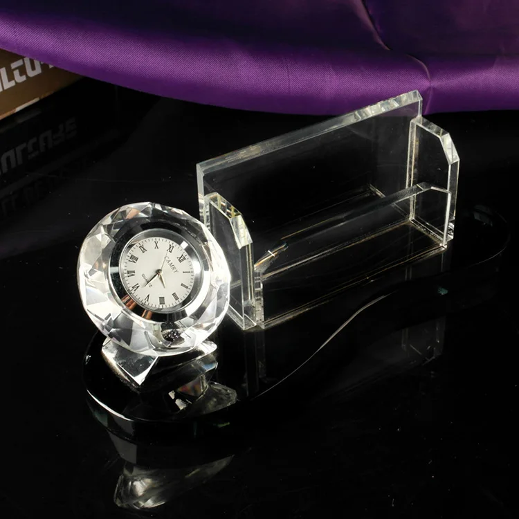 MH-BZ0077 table Crystal Clock with name place card holder crystal clock gifts