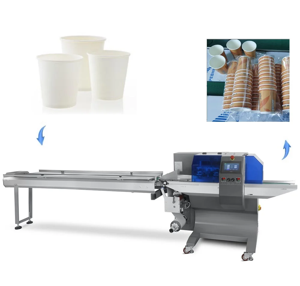 Automatic Pillow Flow Wrapping Packaging Disposable Panties Glove Towel Mask Cup Disposable Syringe Packing Machine