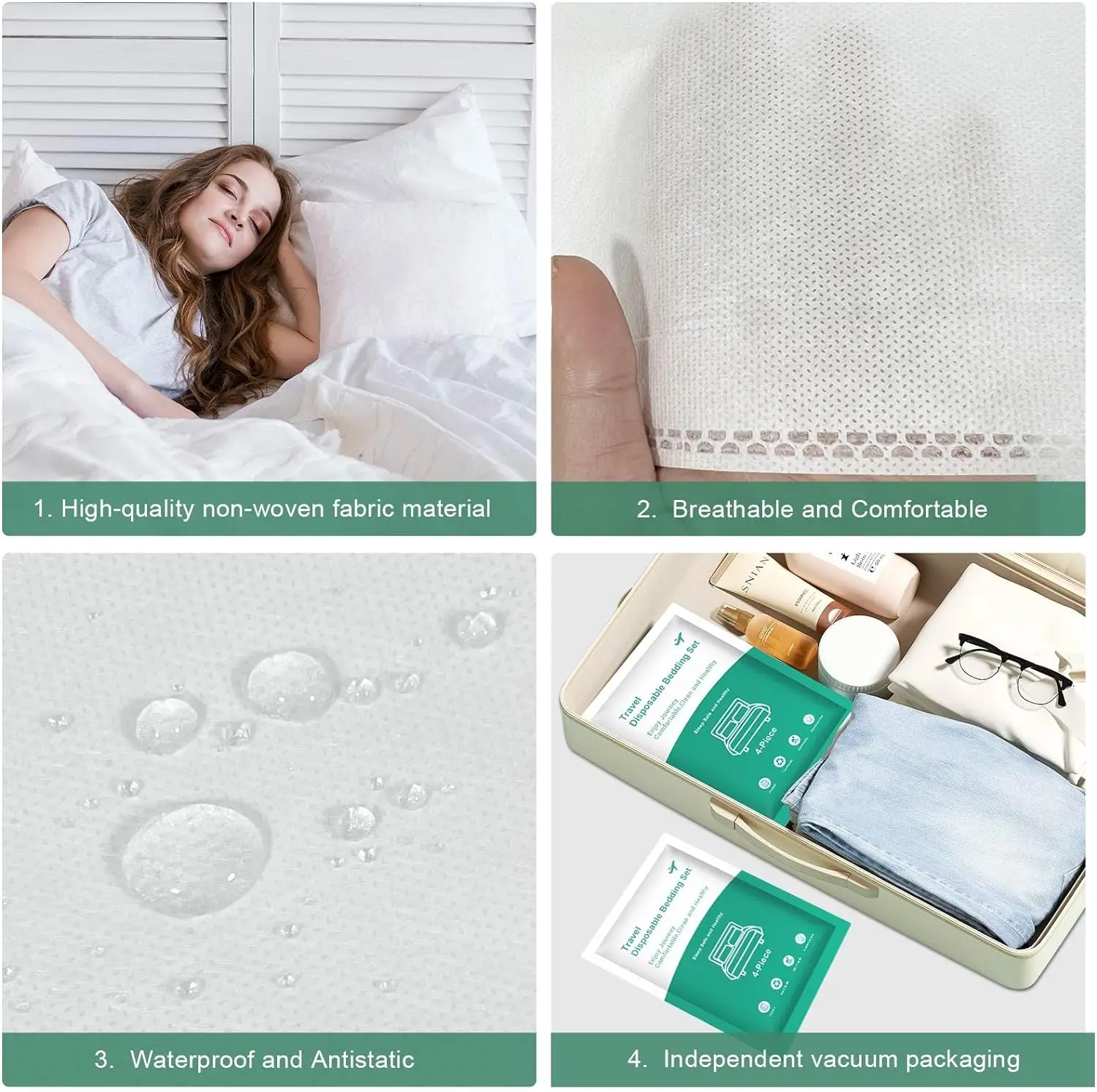 Individually Packed Coverlet Hotel Travel Use Disposable Non Woven Biodegradable Bed Sheets Bedding Set