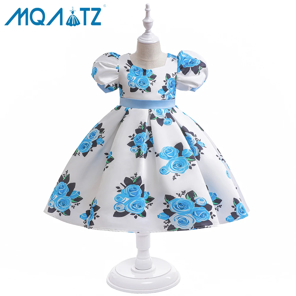 MQATZ новый дизайн платье на день рождения для девочек 5 лет новое принцессы с цветочным принтом детское цветочной вышивкой