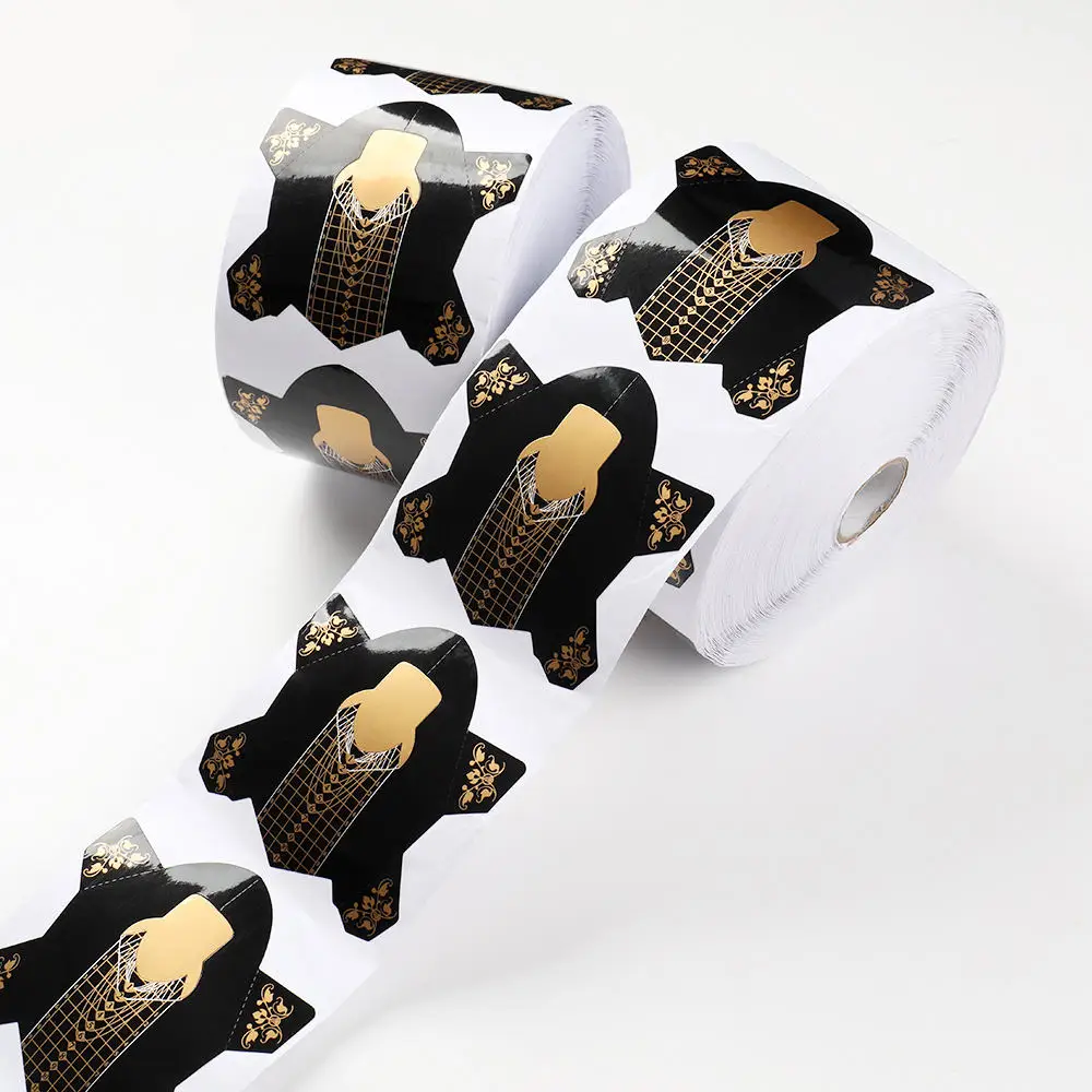 ANGNYA Black Gold Aluminized Paper Custom LOGO Nail Forms Almond Extension DIY xxl Nail Forms For Builder Gel
