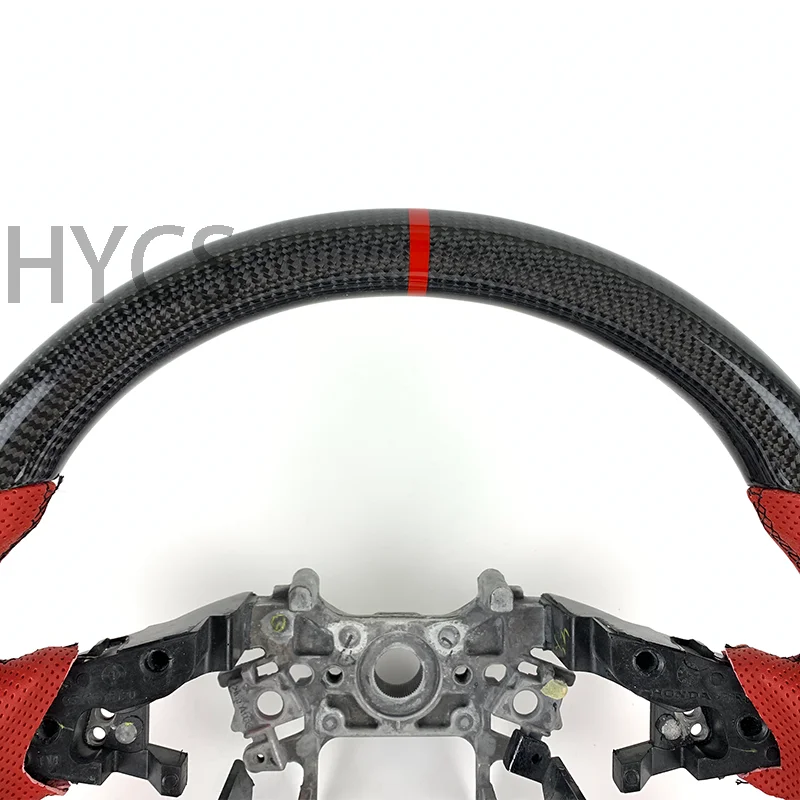for Honda Accord 2018 2019 2020 2021 2022 10th Generation Carbon Fiber Steering Wheel Red Perforated Leather