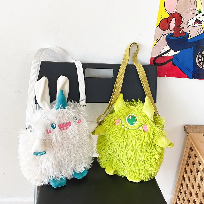 New Style  Cute And Funny Personality Plush Toy Embroidered Lovely Monster Imagine Stuffed Doll Bag For Students&Girls&Kids