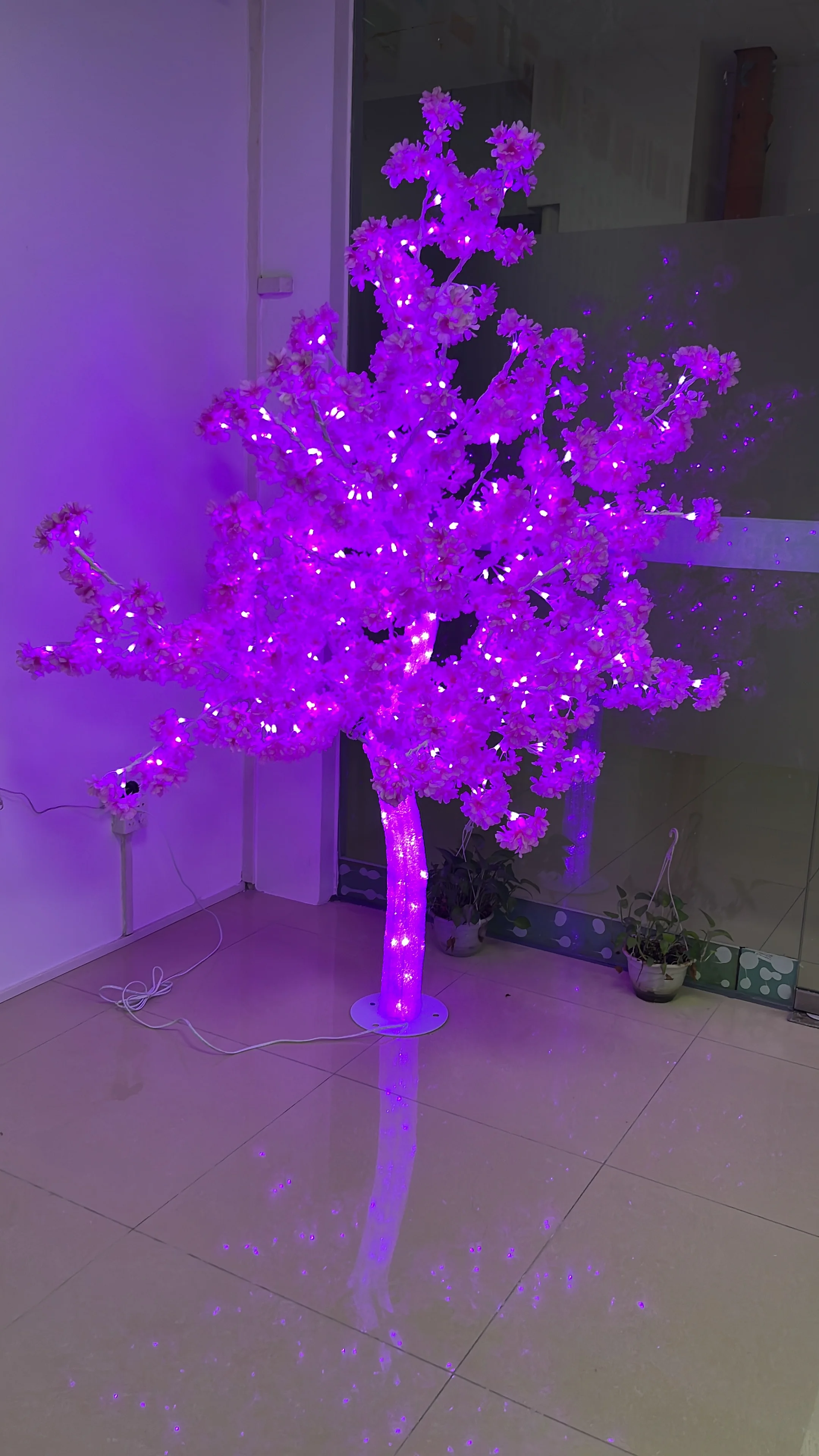 2.5m Artificial Cherry Flower Tree Light Indoor Outdoor Fabric Cloth LED Tree Light for Landscape Lighting and Decoration