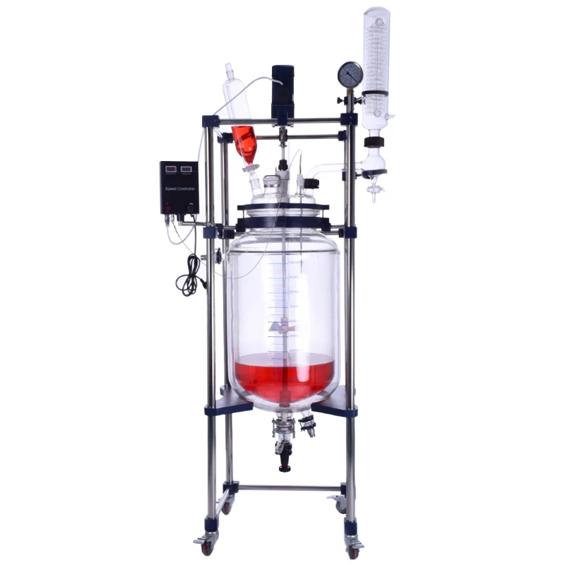 TST S212 Lab Reaction Equipment 80L Batched Catalytic Stirred Bioreactor Glass Kettle Tank Vessel Reactor Provided Automatic 95