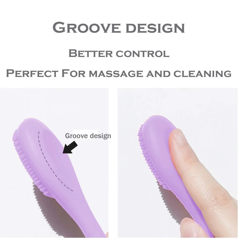 Custom Pink Gray Finger Cover Mini Massage Makeup Mask Exfoliating Cleanser Cleansing Face Wash Silicone Face Cleaning Brush