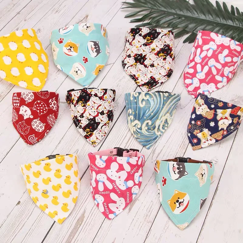 Wholesale Soft Puppy Neckerchief Scarf Detachable Collar Reversible Custom Dog Bandana