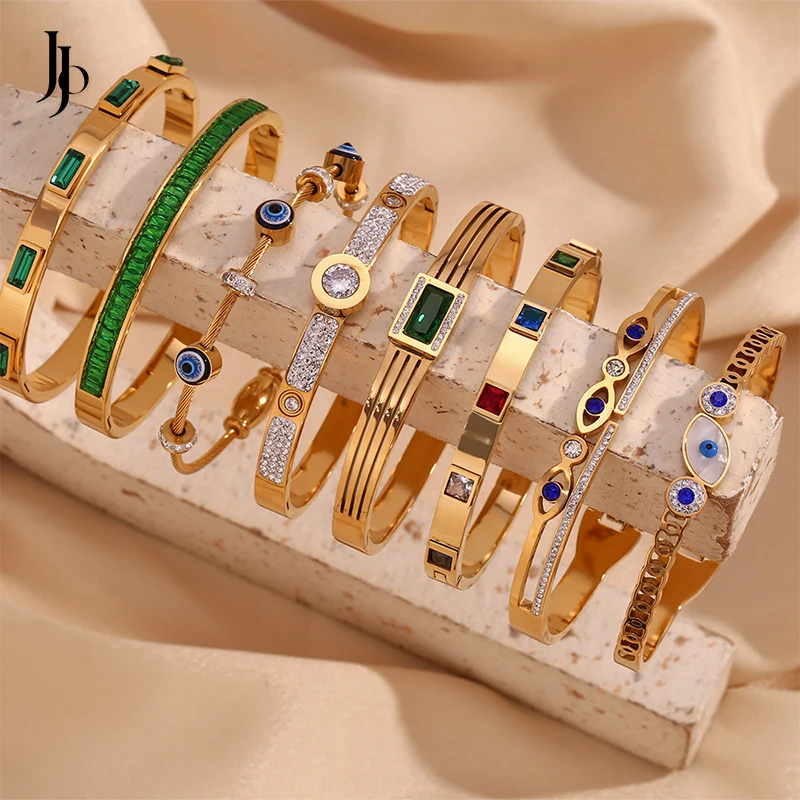 JOJO Fashion 2023 insta hot sale 18k gold plated evil eye bracelet dainty zircon stainless steel crystal bracelet