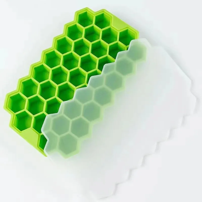 37 Cavities Mini round Silicone Honeycomb Ice Ball Maker with Lids Flexible PP Ice Cream Scoop and Mold Customizable Logo