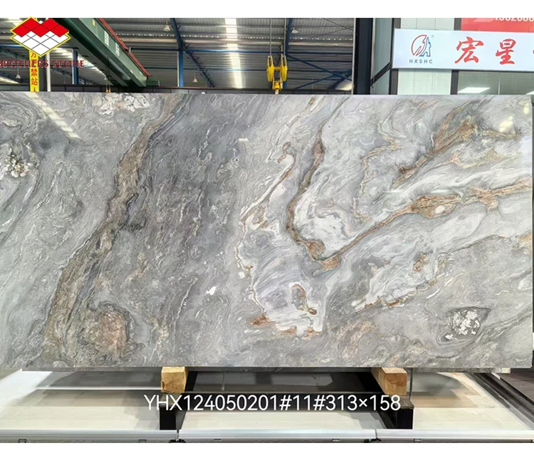 Luxury Fantasy Gold Sand Marble Italy Blue Gold Sand Marble Slab Natural Blue Marble Stone for Bathroom Vanity Wall Cladding
