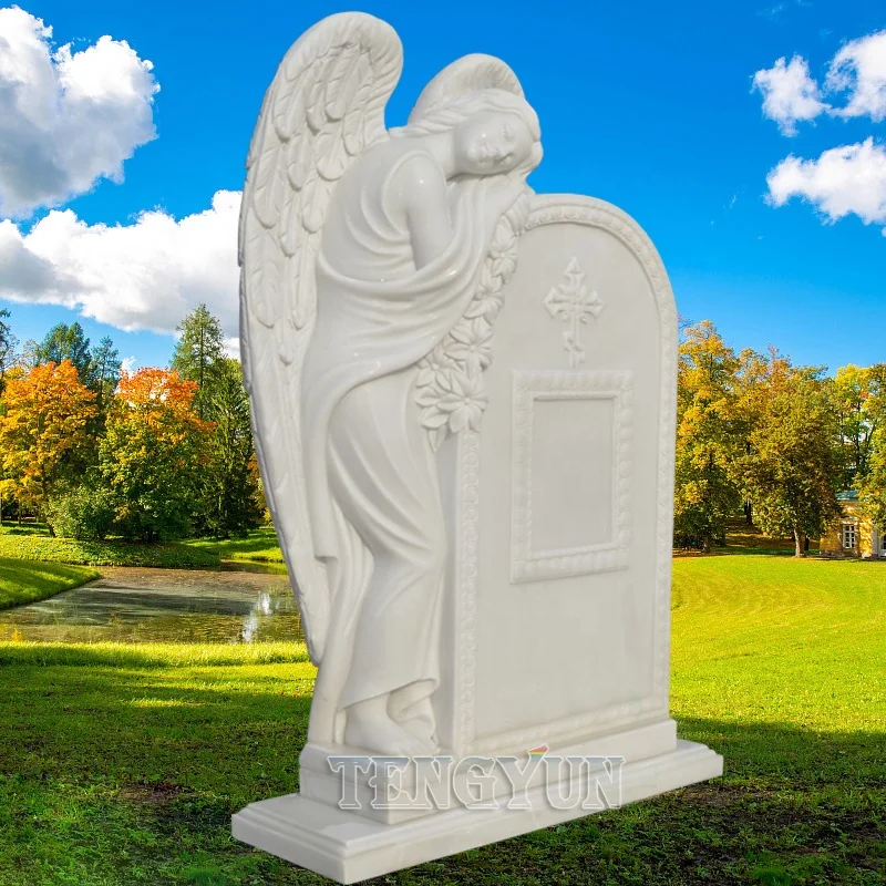 Custom modern designs marble unique angel statue monuments headstones