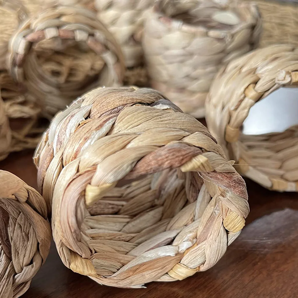 Water Hyacinth Seagrass Napkin Rings Decor Circle Round Rings For Holding Napkins Water Hyacinth Napkin Rings