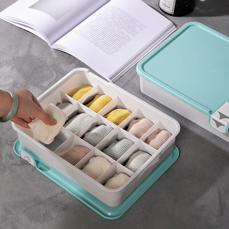 Drawer Organizers Plastic Underwear Storage Box Desktop Bra Socks Panties Organizer with Cover