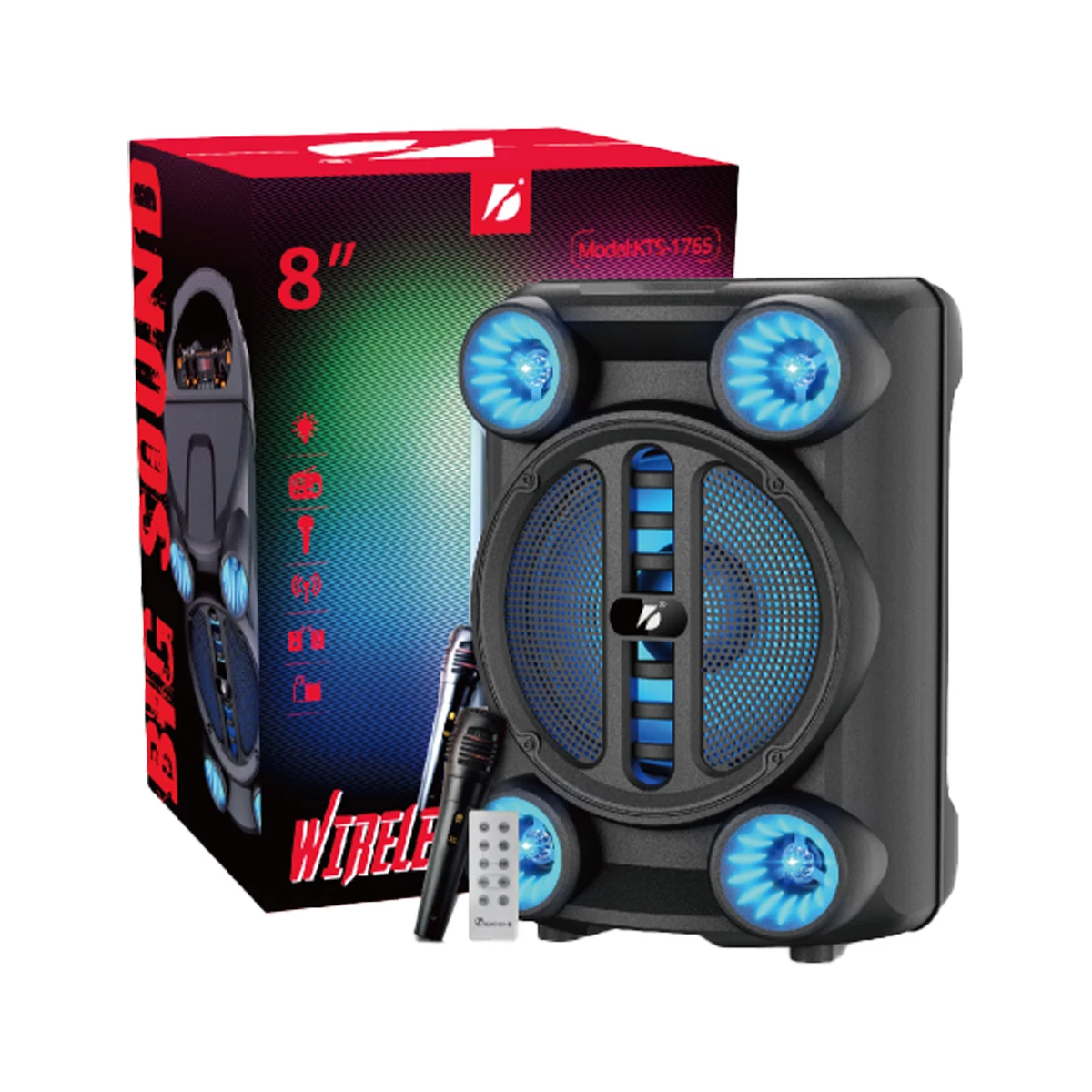 Portable Handle Rechargeable Vintage Lighters Home Theatre System Portable Subwoofer Stereo Speaker Karaoke Microphones