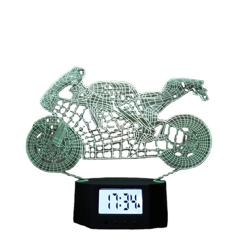 Cool Children Gift   Motorcycle Shape Lamp 3d Led Light OEM Lamp Alarm Clock LED-hologramm Holiday  Decoration Gift Lamp
