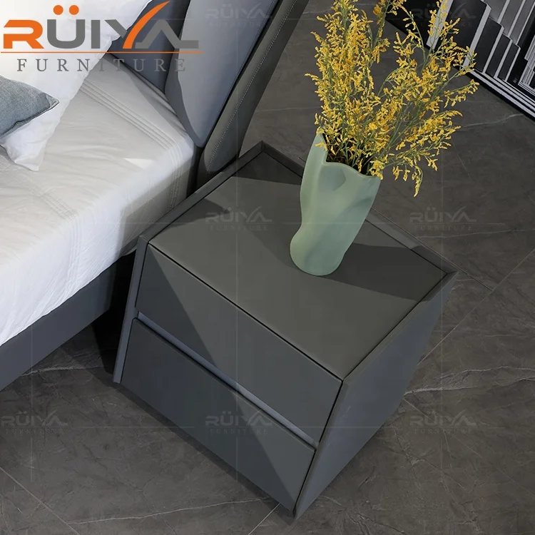 modern luxury bedroom furniture upholstered solid wood leather bed genuine leather bed frame