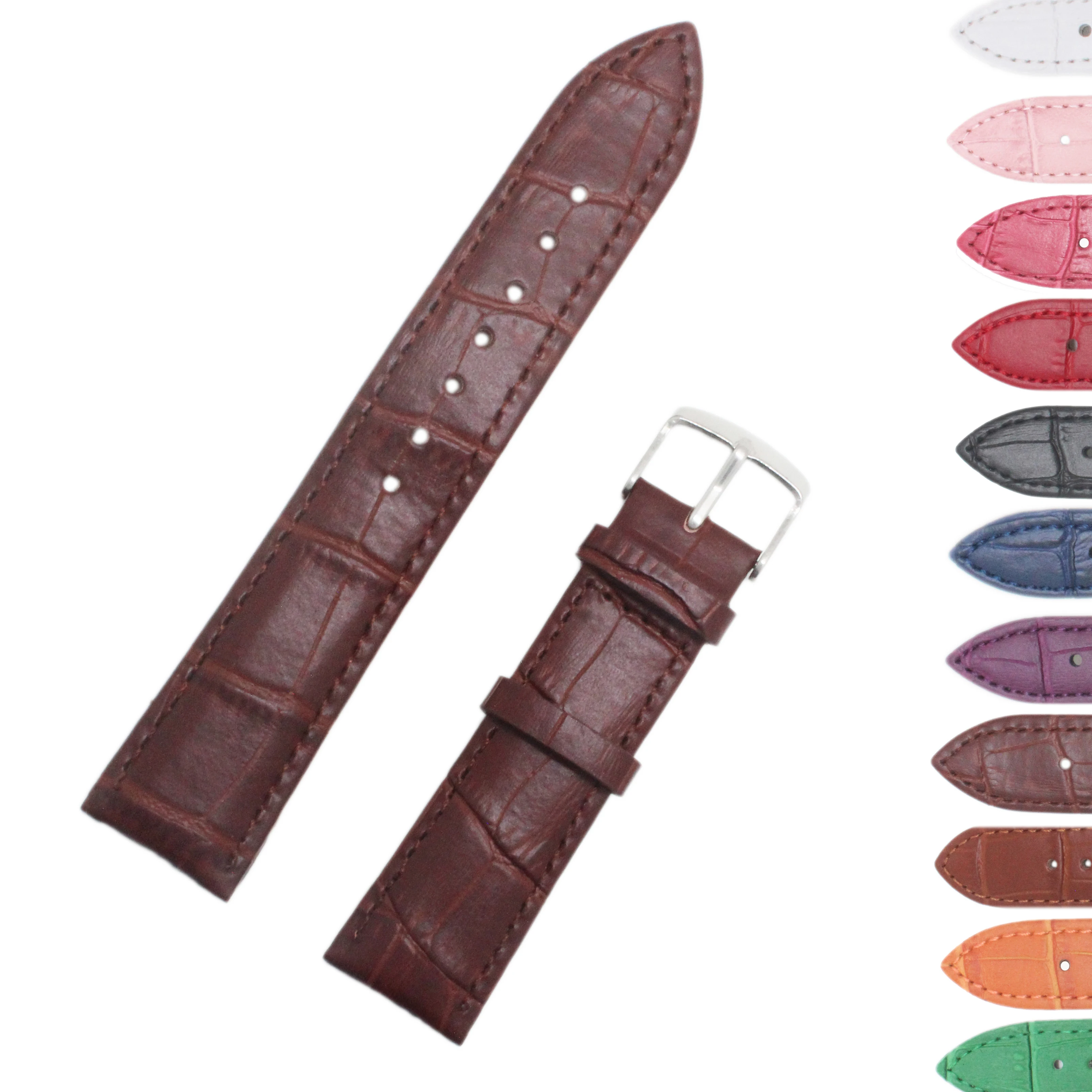 Custom watch strap factory colourful crocodile top grain genuine leather high quality printed watch straps band
