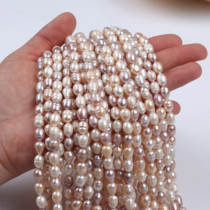 7-8mm mix color rice shape freshwater pearl strands