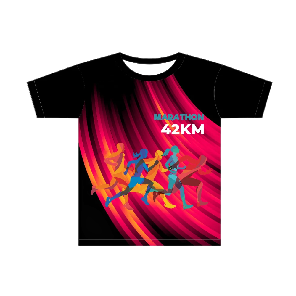 Custom design polyester sublimation t-shirt dry-fit breathable waffle style 5K marathon running short sleeve t shirt for men
