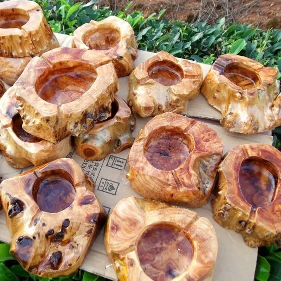 Professional Wooden Cigar Holder Smoking Accessory Outdoor Cigar Ashtray Bowl Unique Eco Friendly Natural Wood Cigar Ashtray