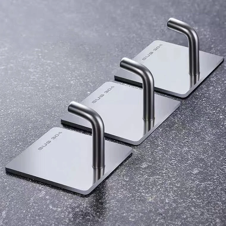 Stainless steel punch-free hook Strong adhesive kitchen wall bearing wall hanging hook seamless nail metal holder