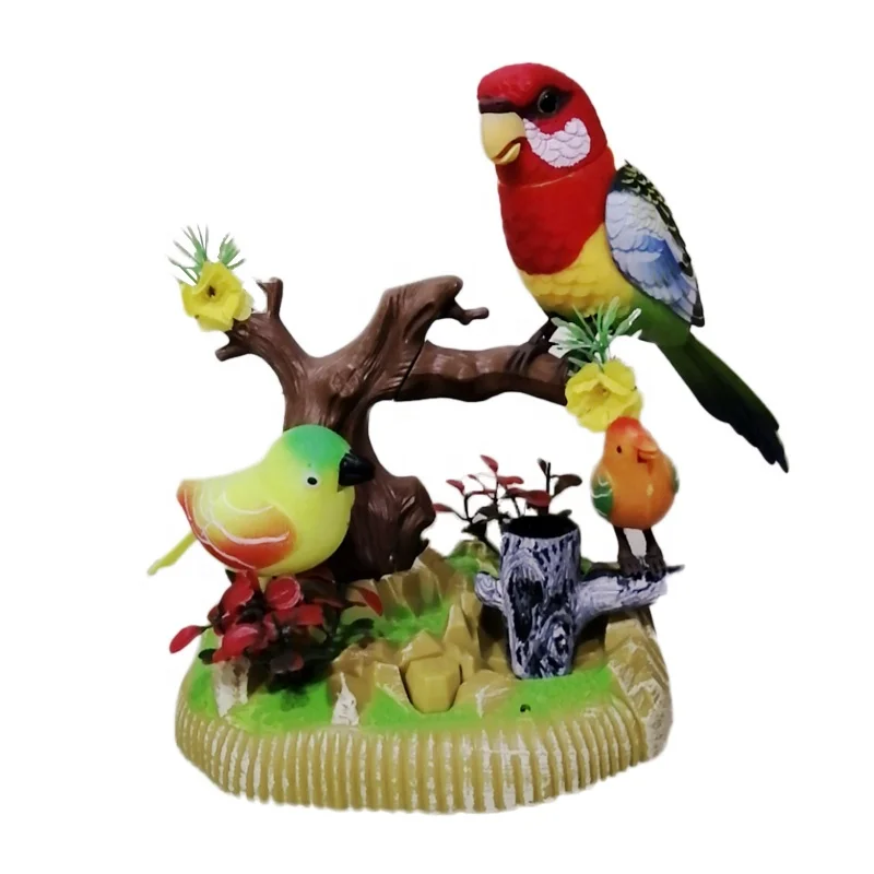 Shantou Wholesale Children Plastic Bird Cage Toys Simulation Sparrow Sounds Toys Voice Control Bird Toy