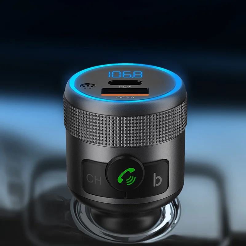 C81 Car FM Transmitter with Booster Car MP3 Player QC3.0 PD20W Dual Fast Charging Bluetooth 5.1 Transmisor FM Para Coche