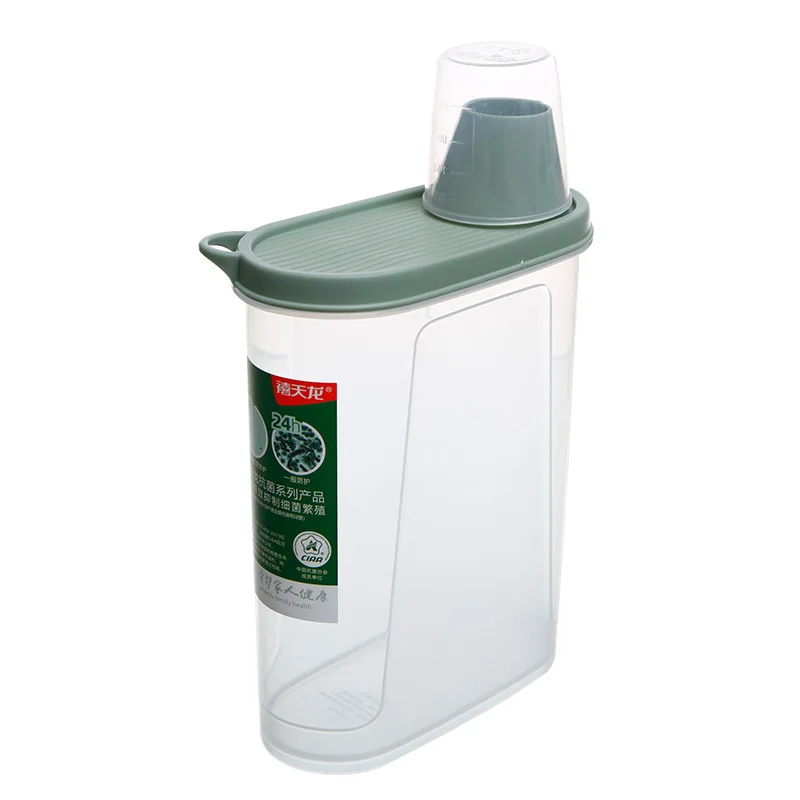 Factory Manufacturer Silicone Airtight Plastic Tin Pet Cat Dog Food Pet Feed Container With Measuring Cup