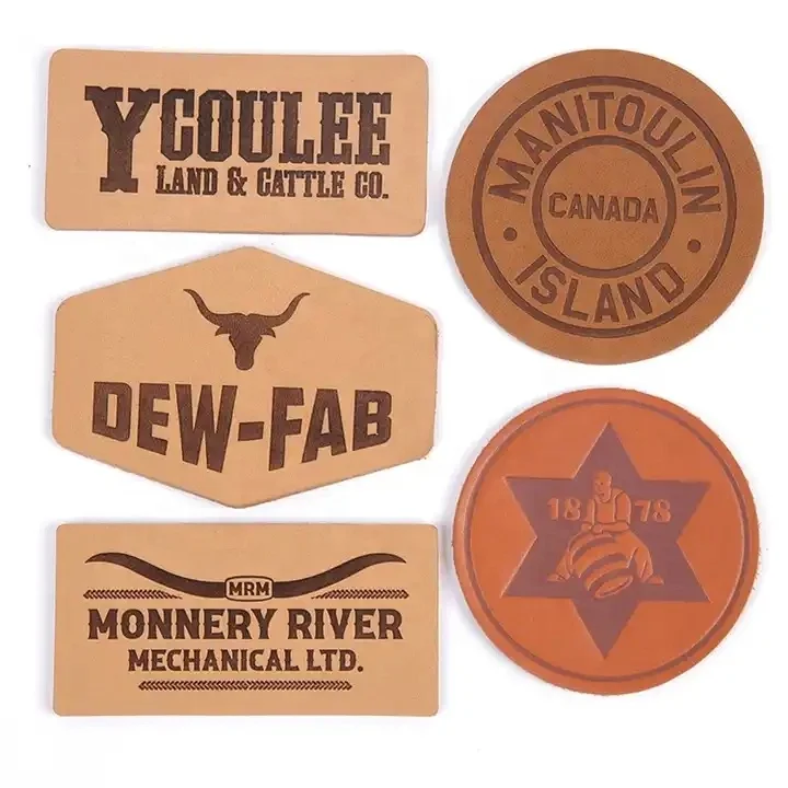 Jeans Clothing Labels Manufacturer Custom Logo Debossed Real Genuine Leather Patches for Hats