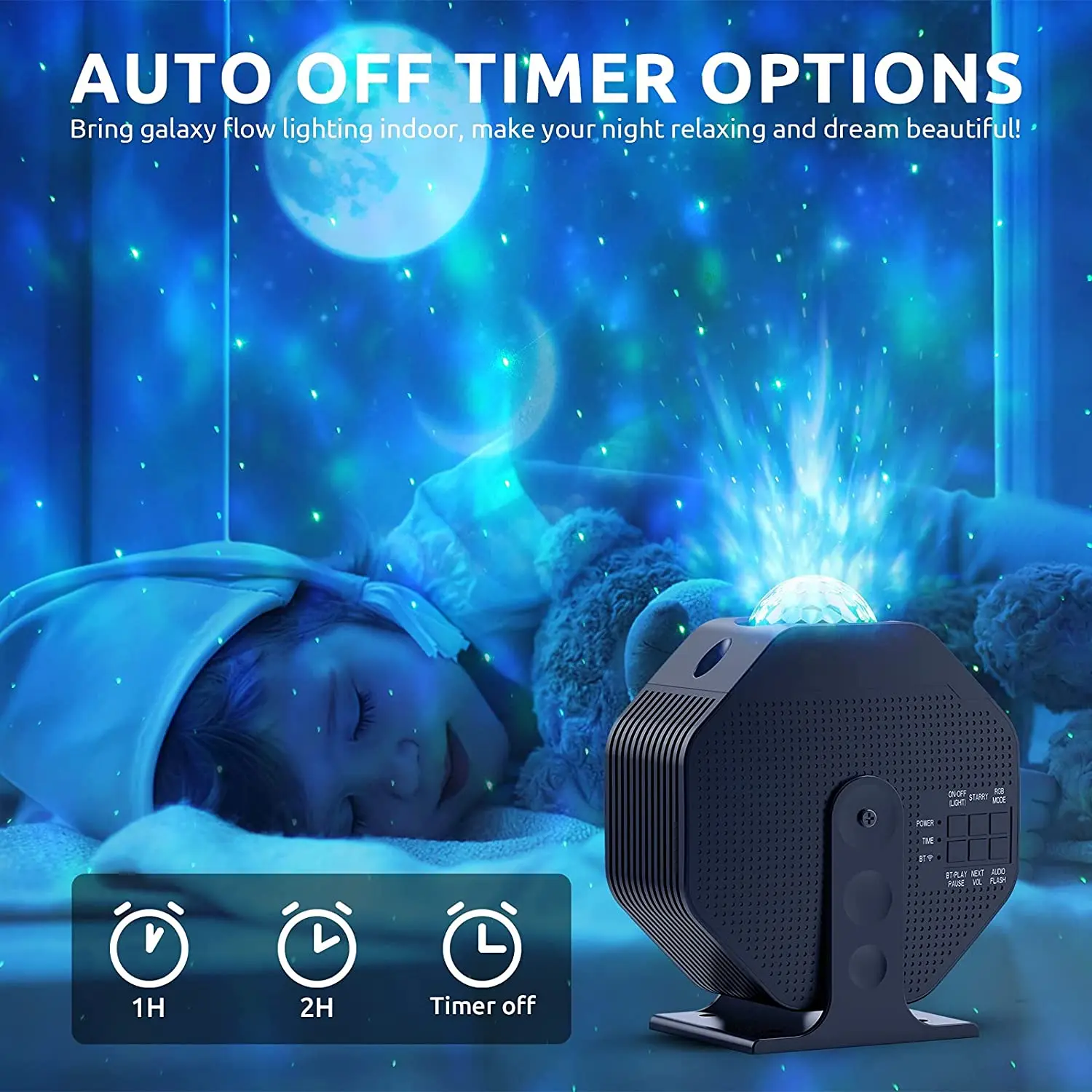 Bluetooth Speaker Remote Control Timer Rotating Night Light Sky Star Bright Projector For Kids Adults Birthday Party