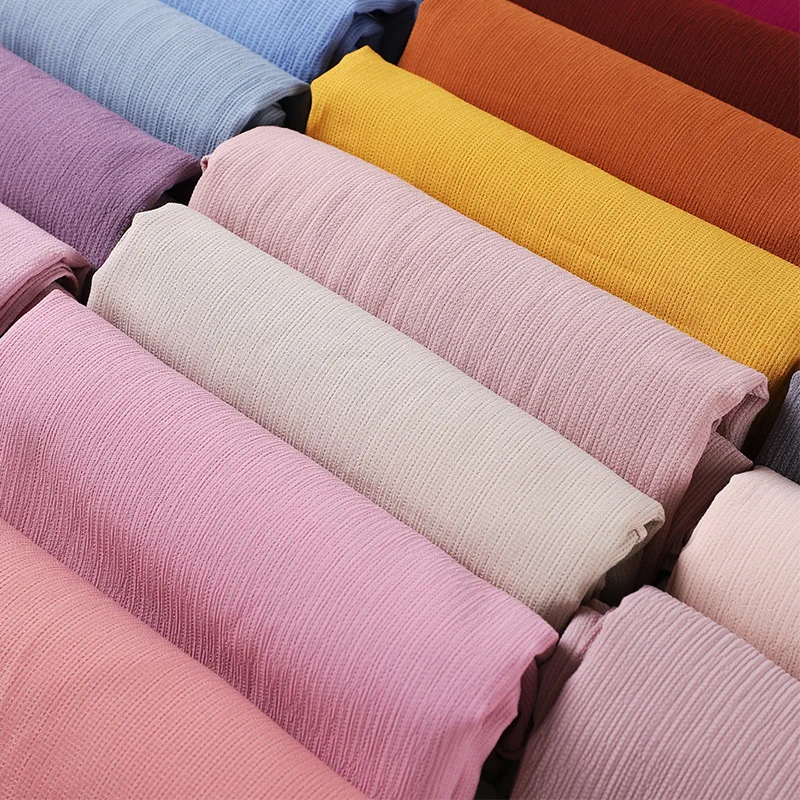 New Elegant Crinkle Solid Color Hijab Women Muslim Scarf Bandana Turban Headband Arab Wrap Foulard Shawls Supplier