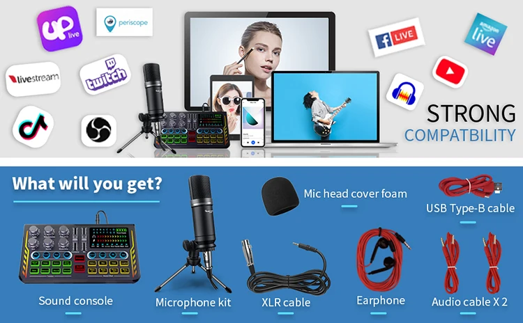 Hayner Seek Podcast Equipment Bundle Small recording equipment with  microphone, audio interface