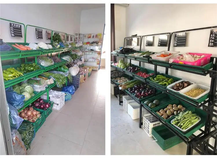 Meicheng Vegetable and Fruit Display Shelf Multiple Stand for Supermarket Grocery store or Convenience Shop