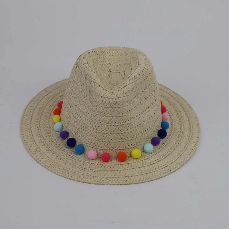 Hot Selling Wholesale Panama Straw Hat With Rainbow Color Decoration Sunshade Bohemian Summer Beach Fedora Hat For Women Adult