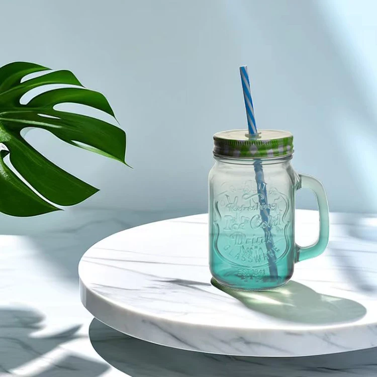 Food Grade promotional Square gradient color With lid And straw 500 ml 17 oz Cute Mugs with Color customization