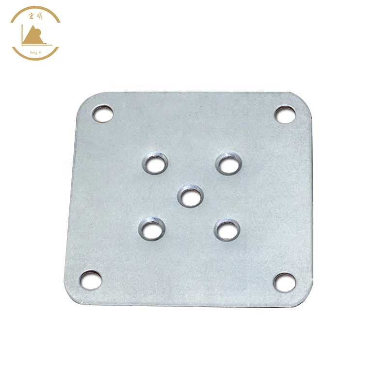 Desk hinge hardware carbon steel 70x70mm 2.75 inch square flat 5 center holes leg fixing plates