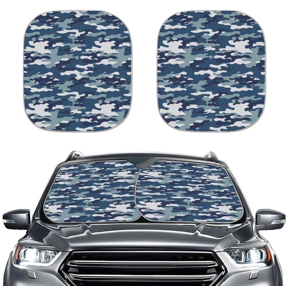 Wholesales Front Car Window Sunshade Military Warm Blood Camouflage Pattern Printed Visor 2-piece Auto Car Windshield Sunshades