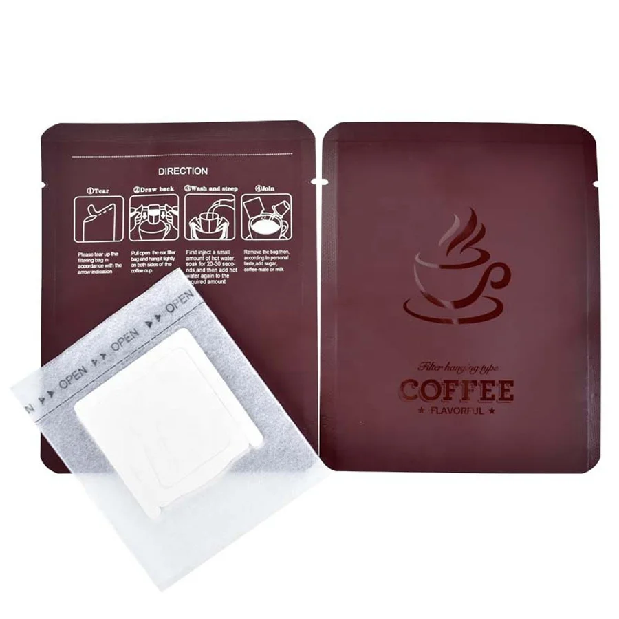 Accept Custom Order Aluminum Foil Small Coffee Pouch Three Side Sealed Drip Coffee Bag