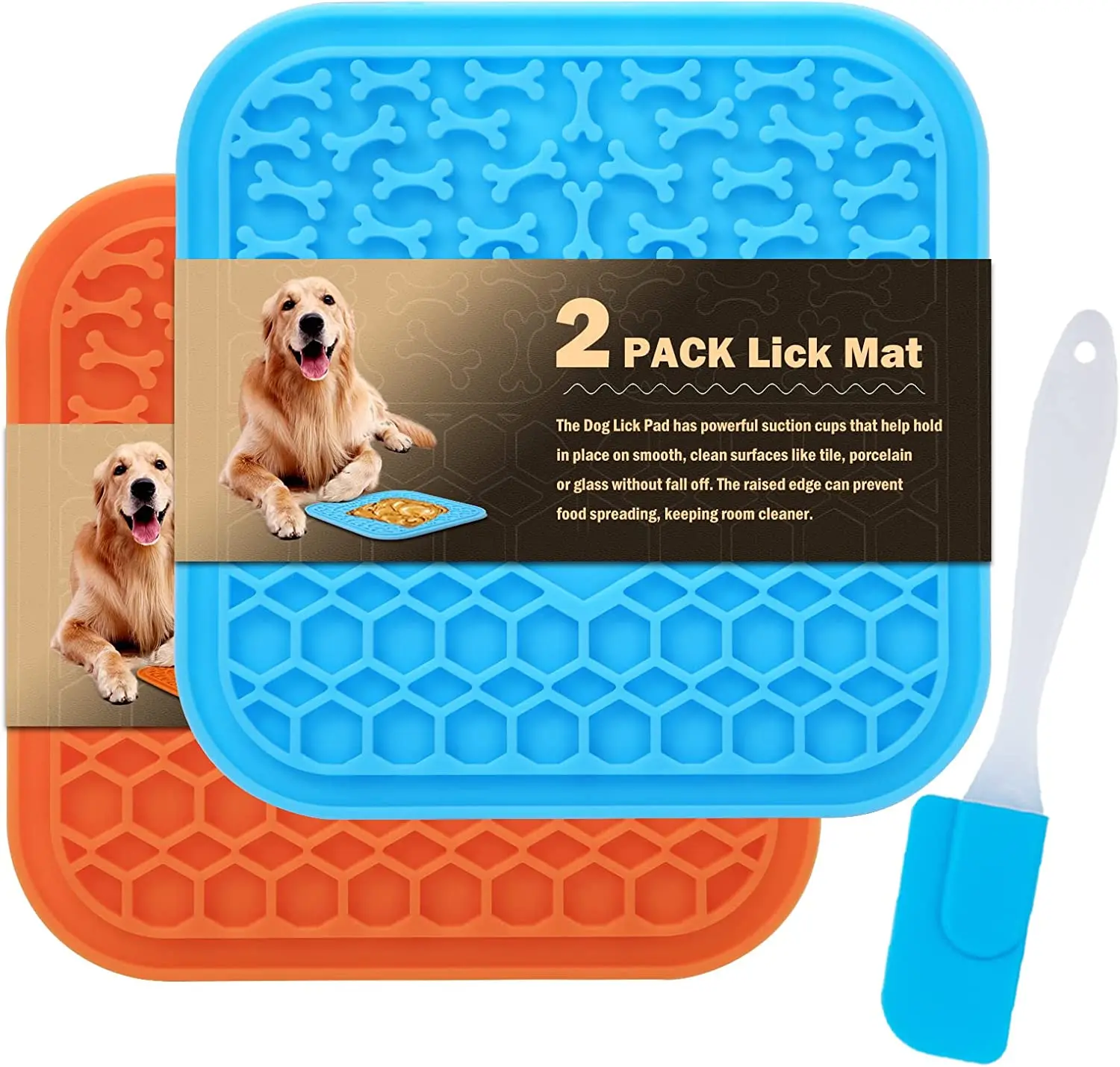 Custom logo Licking Mat for Dogs & Cats 2 Pack with Suction Cups, Dog Peanut Butter Lick Pads