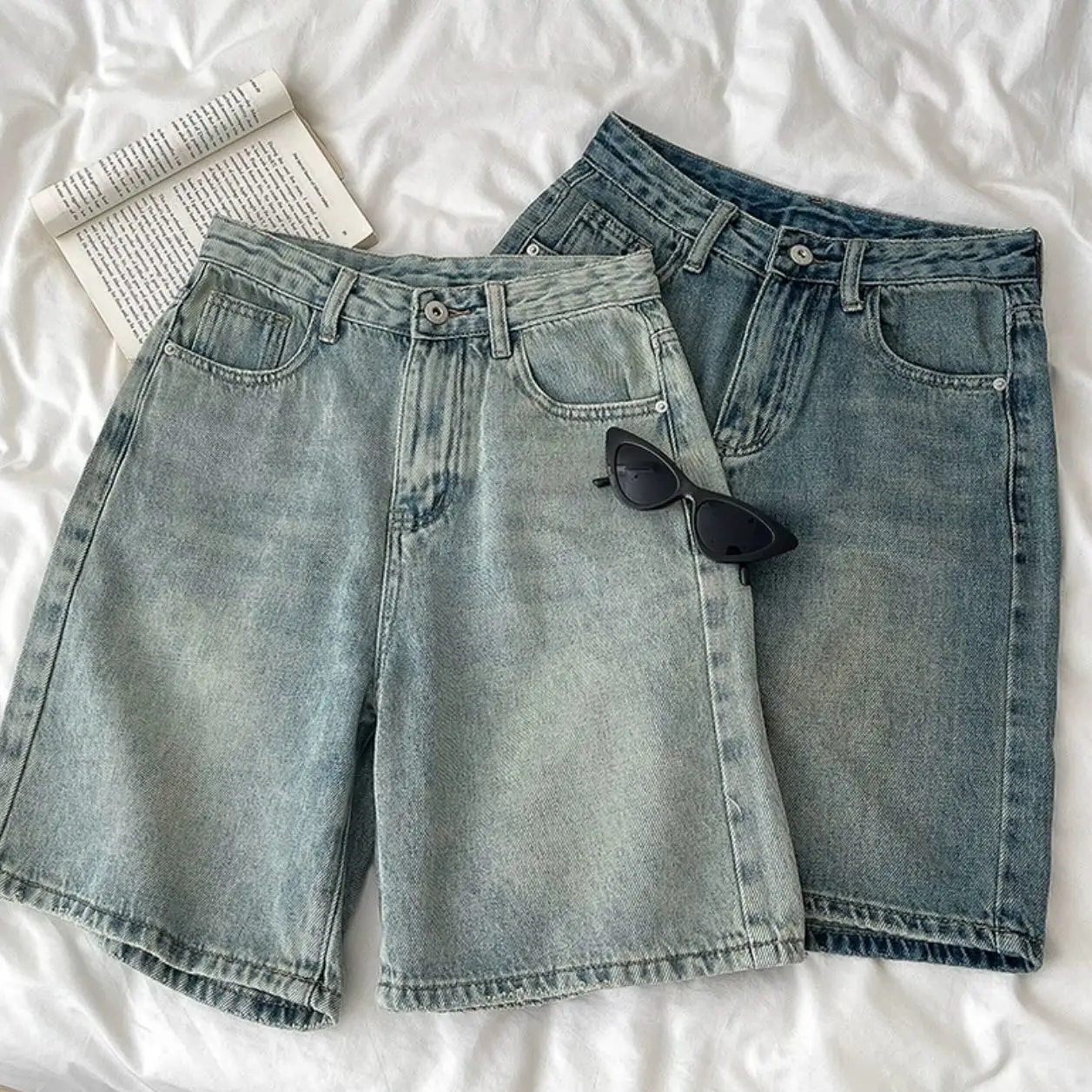 Custom Women Young Girls Fashion Y2K Style Long Shorts Low Rise Bermuda Baggy Jorts Denim Shorts For Women 2024