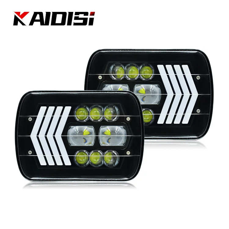 80W 7 inch Square led headlight Hi/Lo Beam 7X6 5X7 Square Off Road Headlights for Jeep