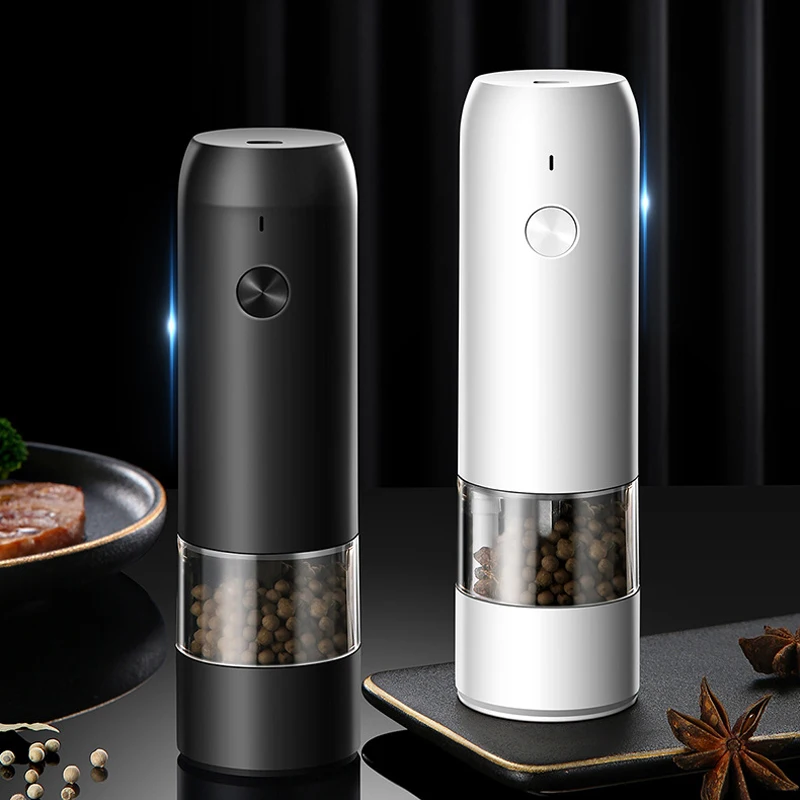 Spice Grinder Electric Automatic Mill For Kitchen Salt and Pepper Shaker Gravity Electric Coffee Grinder USB With LED Light