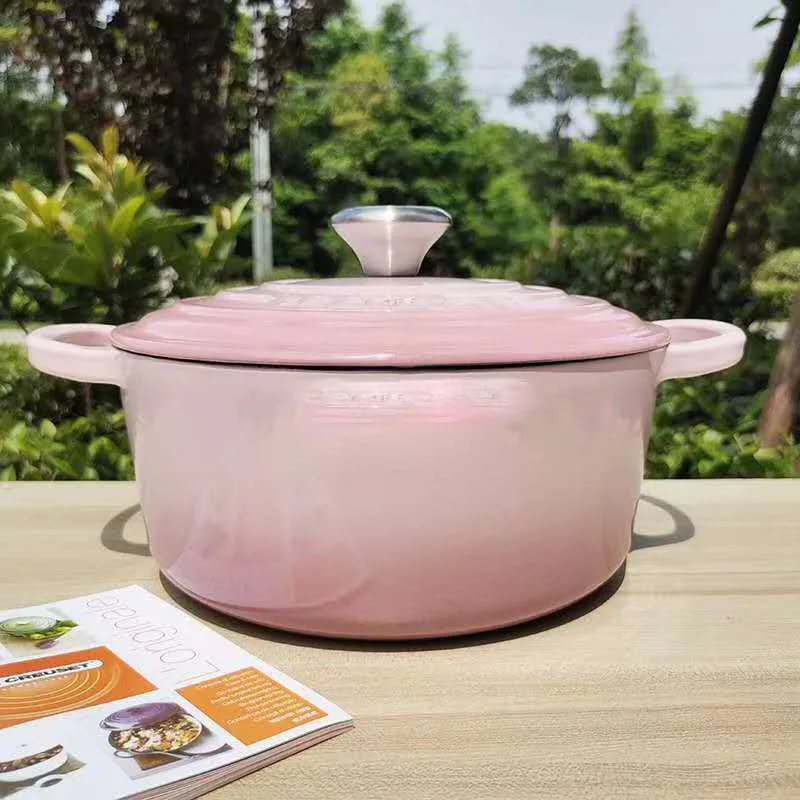 New Edition of Durable Cast Iron Enamel Pot: High-end Aesthetic for Home Use - Multifunctional Oval Pot Ideal for Braising